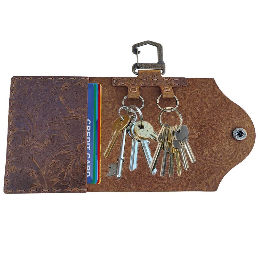 8534 Leather Key Holder Handmade Organizer Wallet for Keys, Cash, Credit